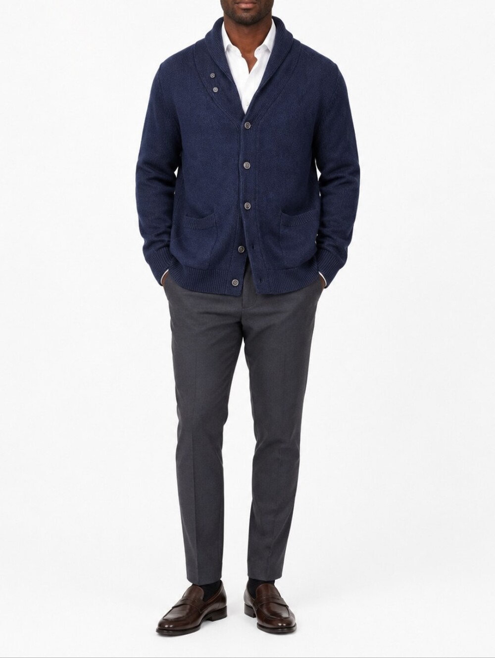 NWT Velvet by Graham & Spencer Navy Cashmere Blend Teddy Fisherman Cardigan
